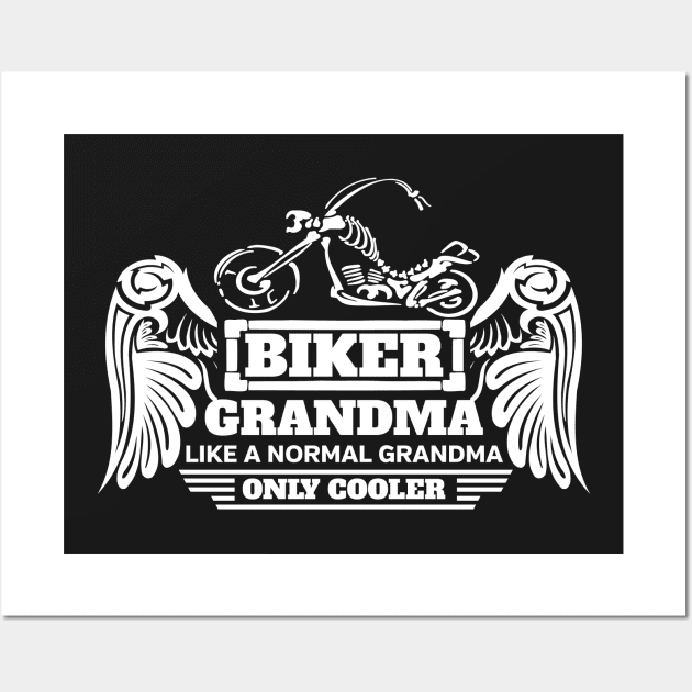 Biker Grandma White Skeleton Motorcycle Wall Art by EPDROCKS